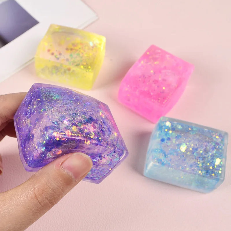 Glitter Jelly Stress Relief Cube – Sensory Fidget Toy