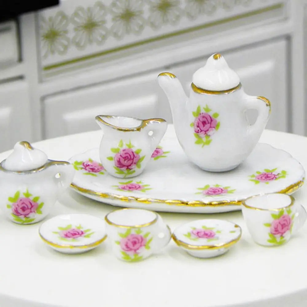 Mini Dollhouse Ceramic Tea Set –  1:12 Scale Dollhouses