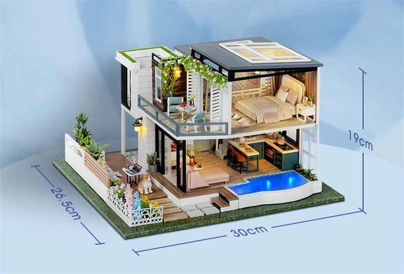 Luxury Two-Story Miniature House with Realistic Details