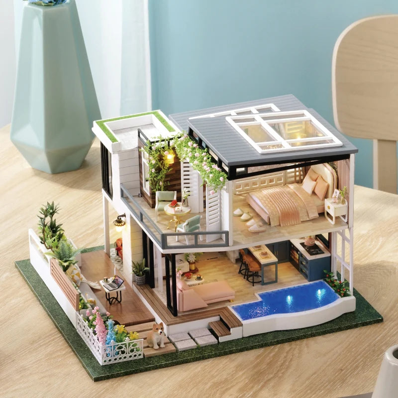 Luxury Two-Story Miniature House with Realistic Details