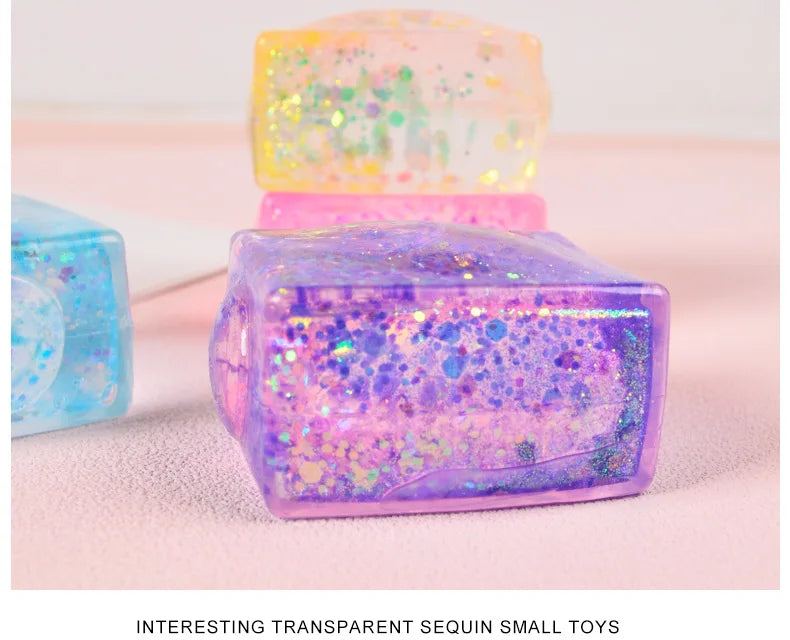 Glitter Jelly Stress Relief Cube – Sensory Fidget Toy