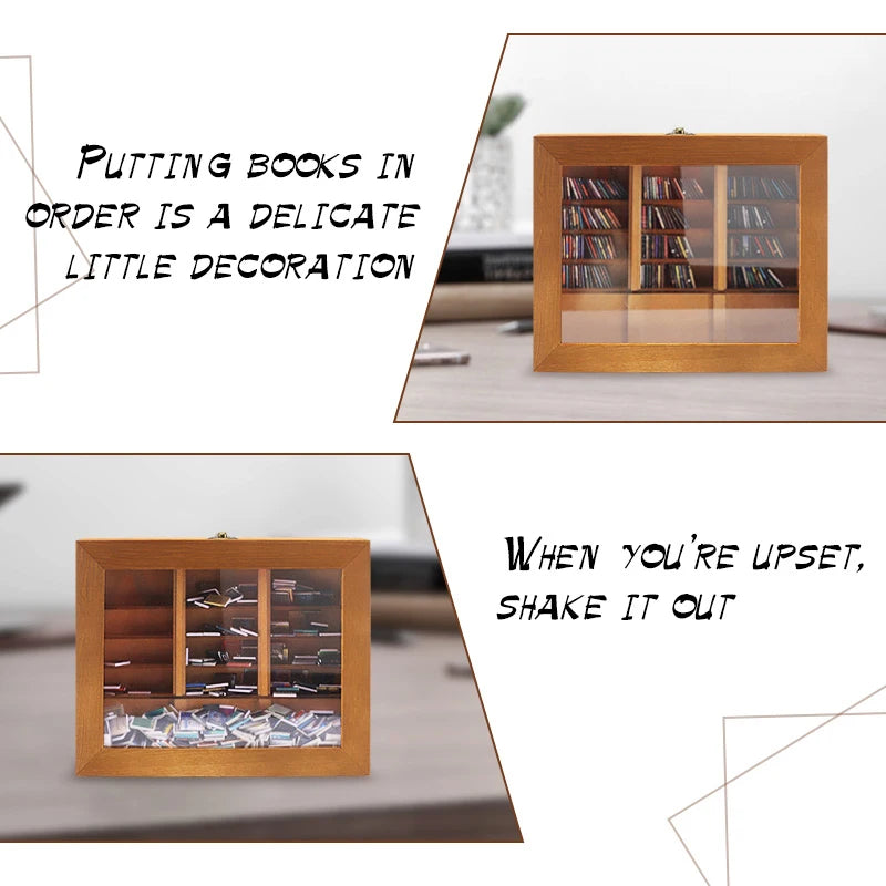 Wooden Bookshelf Shadow Box - Stress Relief Shake Away