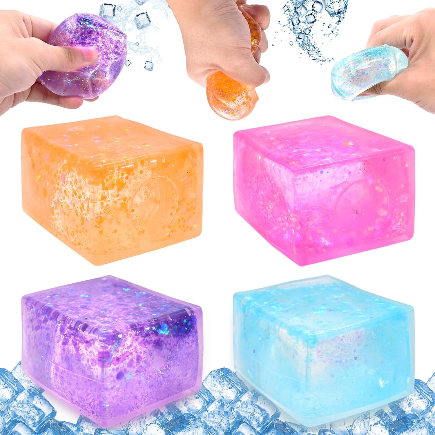 Glitter Jelly Stress Relief Cube – Sensory Fidget Toy