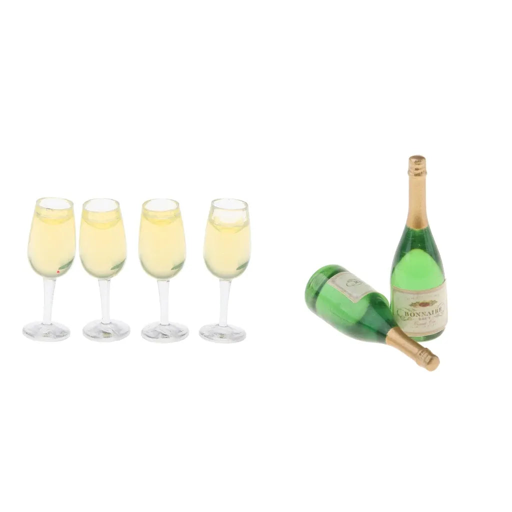 Champagne Bottle & Wine Glass Set