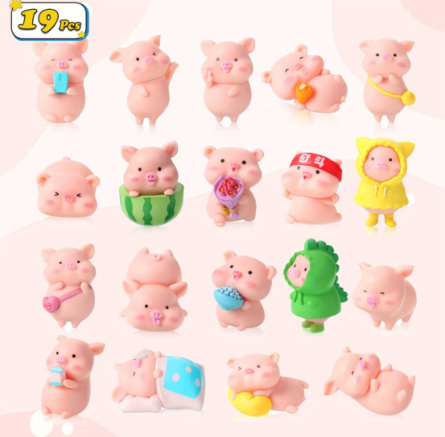 Pig Figurines Miniature Toys Set