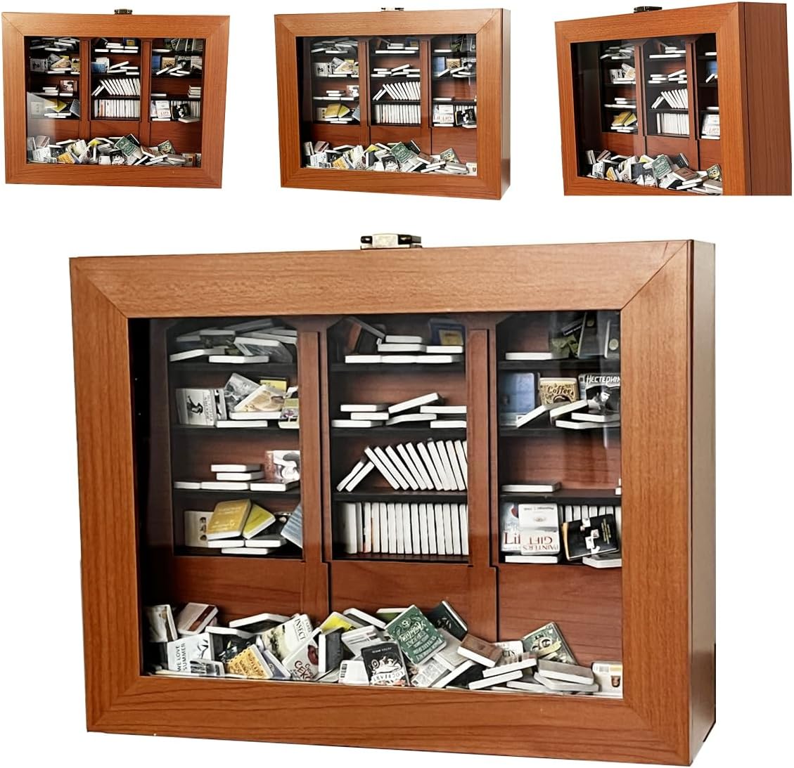 Wooden Bookshelf Shadow Box - Stress Relief Shake Away