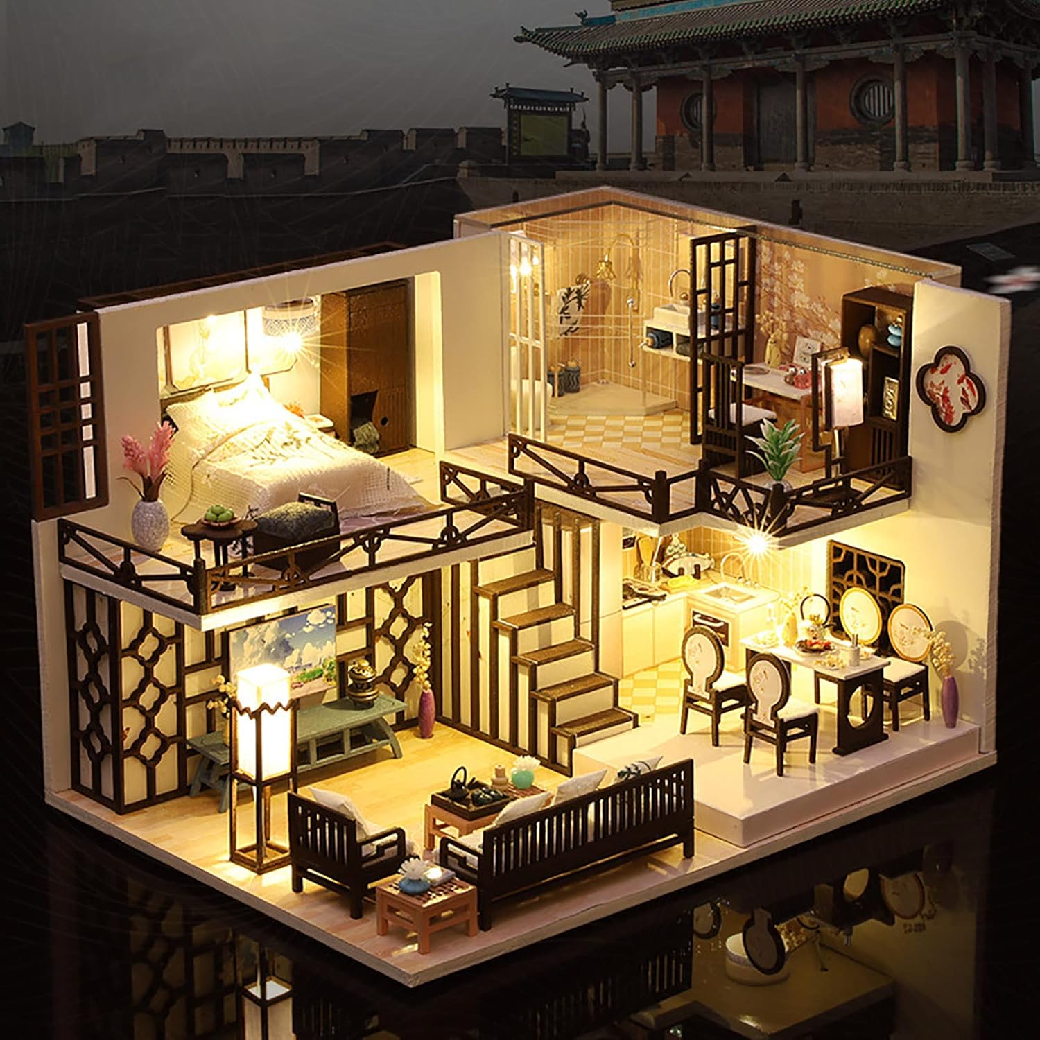 Chinese-Style 2-Story Traditional House Model