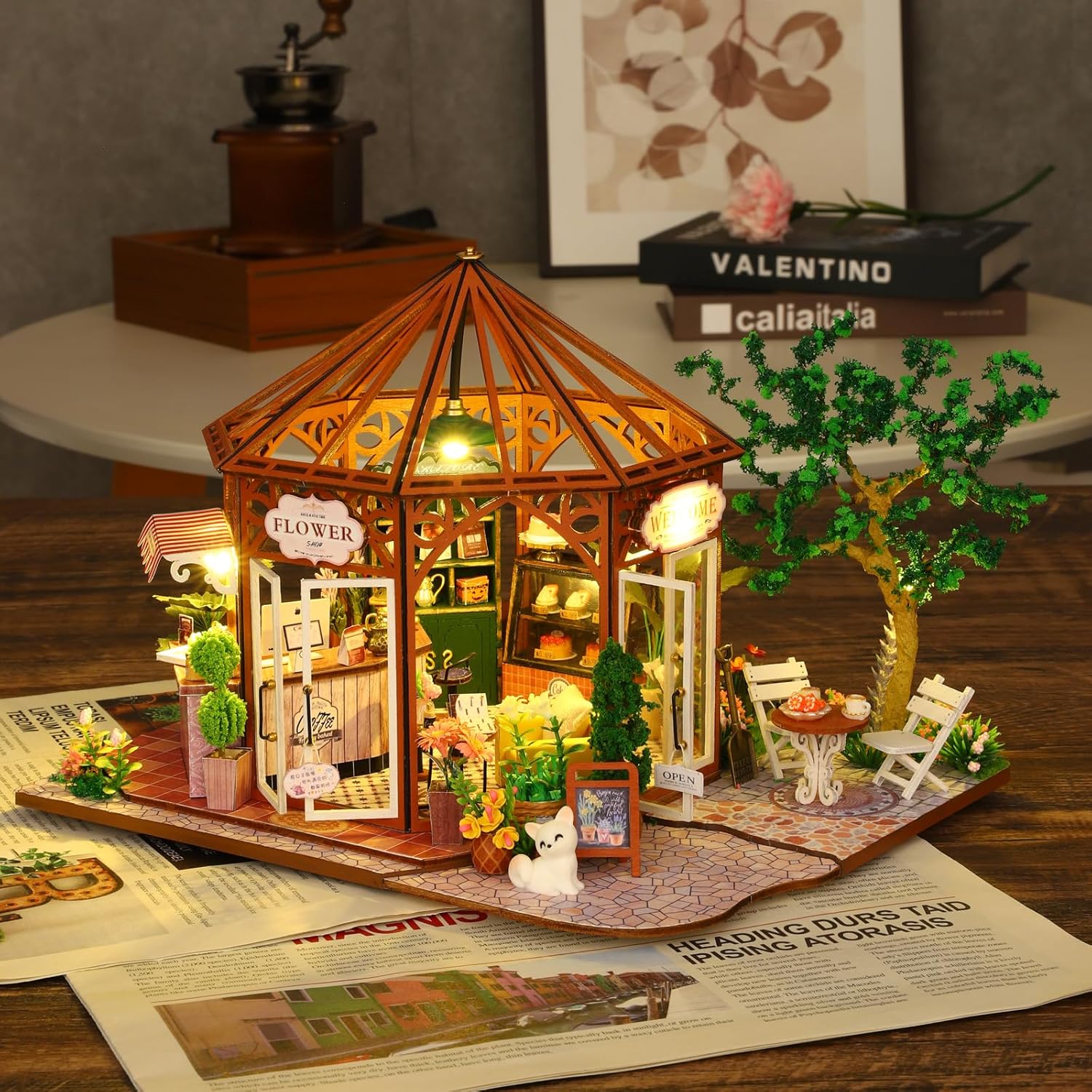 Flower House Coffee Shop DIY Miniature House Kit