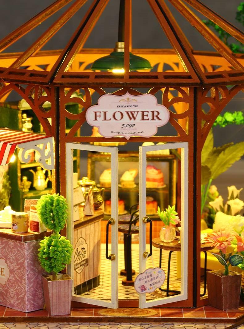 Flower House Coffee Shop DIY Miniature House Kit