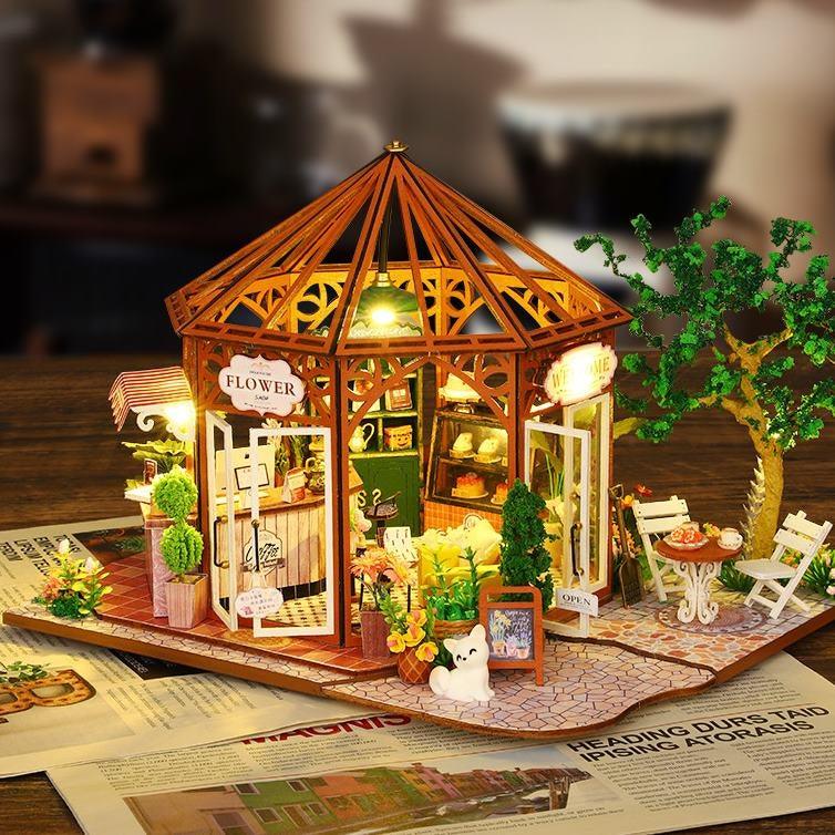 Flower House Coffee Shop DIY Miniature House Kit