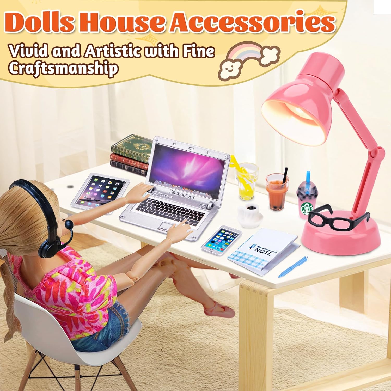 Miniature Office Accessories Set – 1:12 Scale Dollhouse