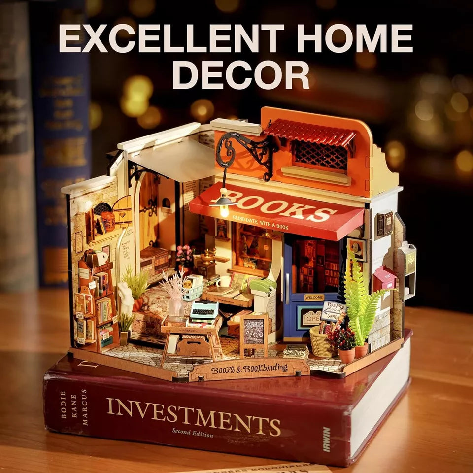 Corner Bookstore DIY Miniature House Kit