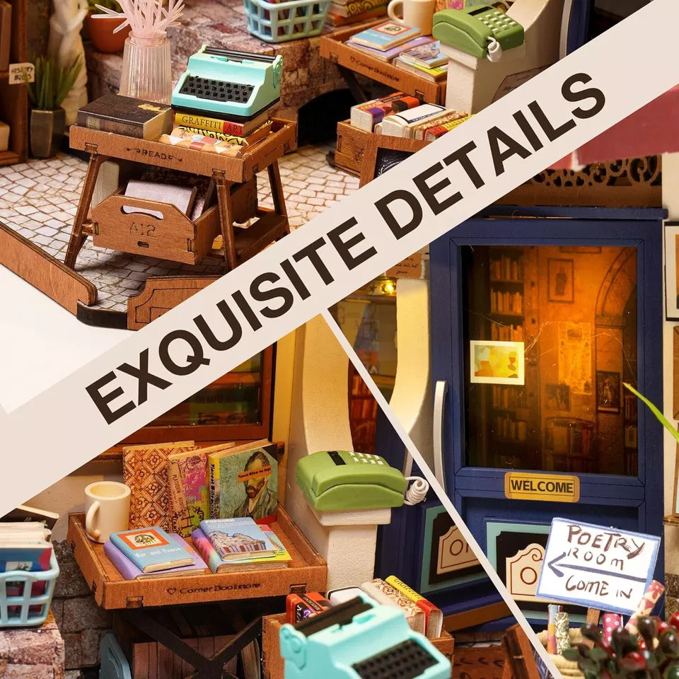 Corner Bookstore DIY Miniature House Kit