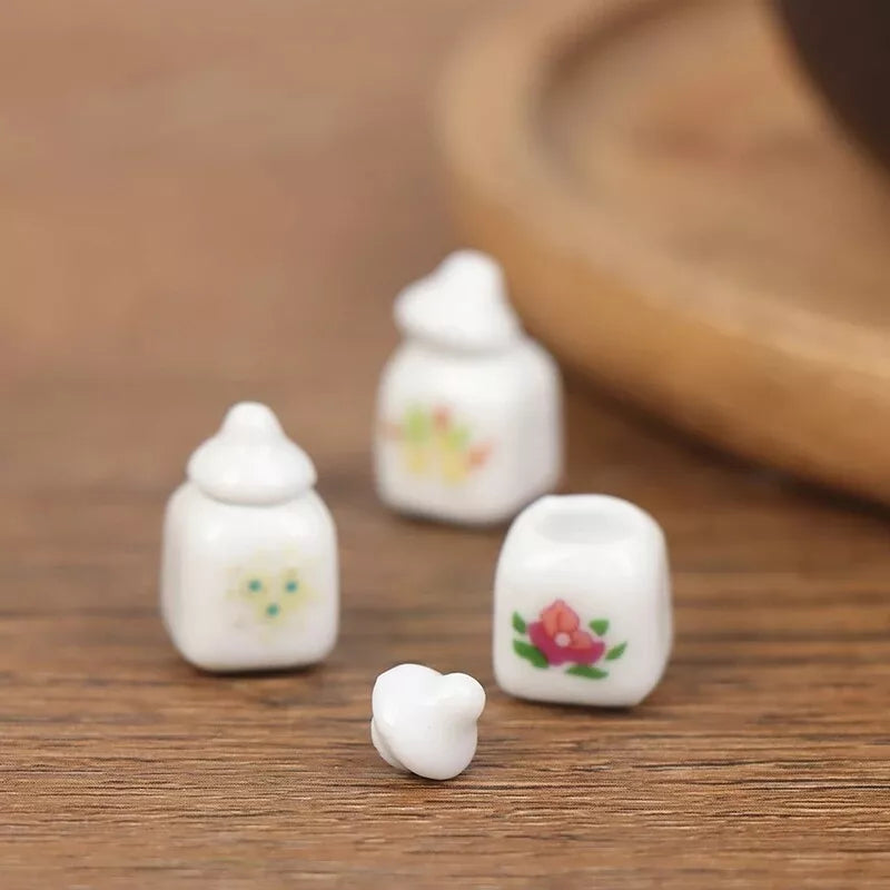 1:12 Scale Miniature Ceramic Seasoning Jar Set – Dollhouse Accessory