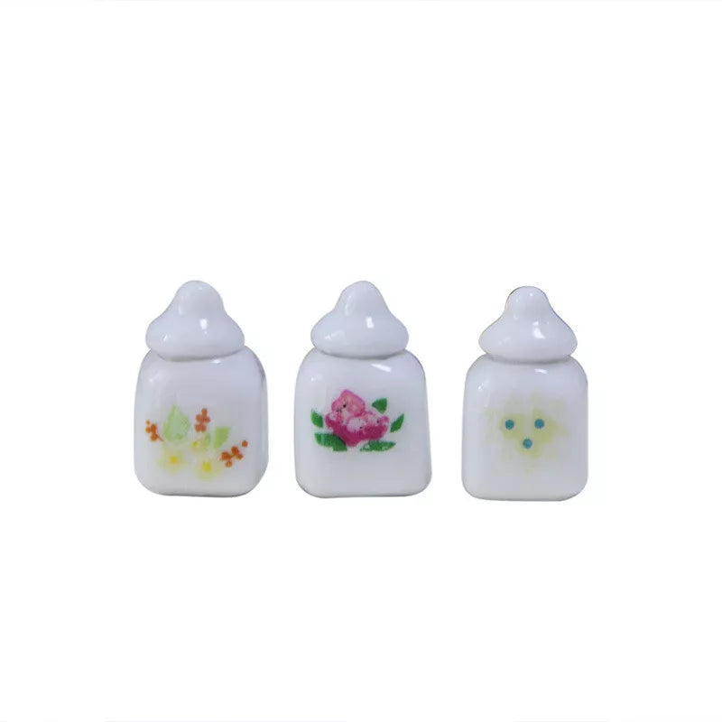 1:12 Scale Miniature Ceramic Seasoning Jar Set – Dollhouse Accessory