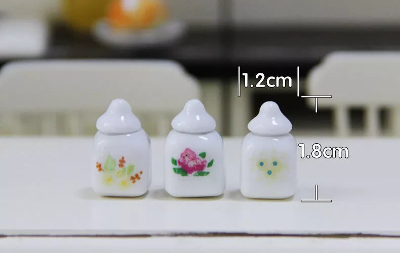 1:12 Scale Miniature Ceramic Seasoning Jar Set – Dollhouse Accessory