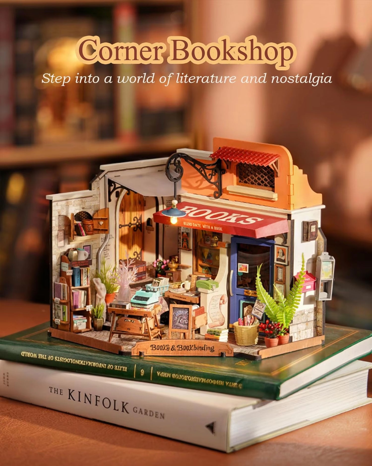 Corner Bookstore DIY Miniature House Kit