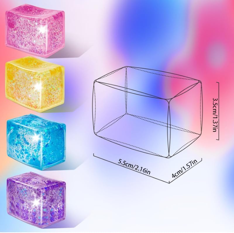 Glitter Jelly Stress Relief Cube – Sensory Fidget Toy